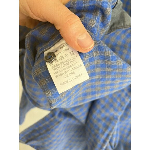 Luchiano Visconti Shirt Mens Large Blue Gray Cotton Long Sleeve Button Down Flaw - Picture 5 of 5